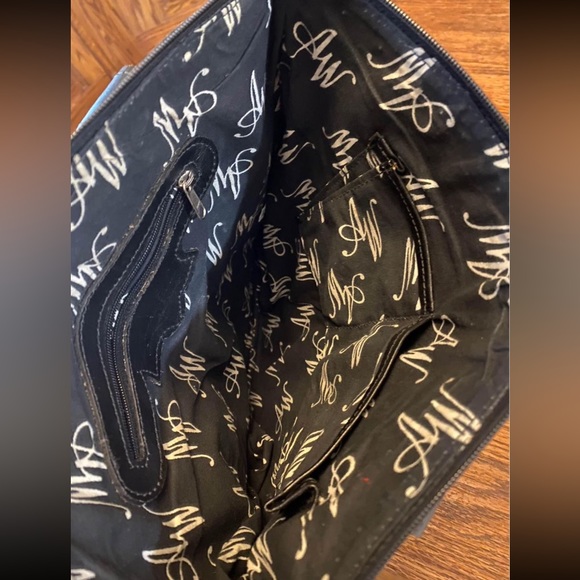 American West Black Leather Tooled And Studded Convertible Crossbody Tote Purse - Picture 5 of 6